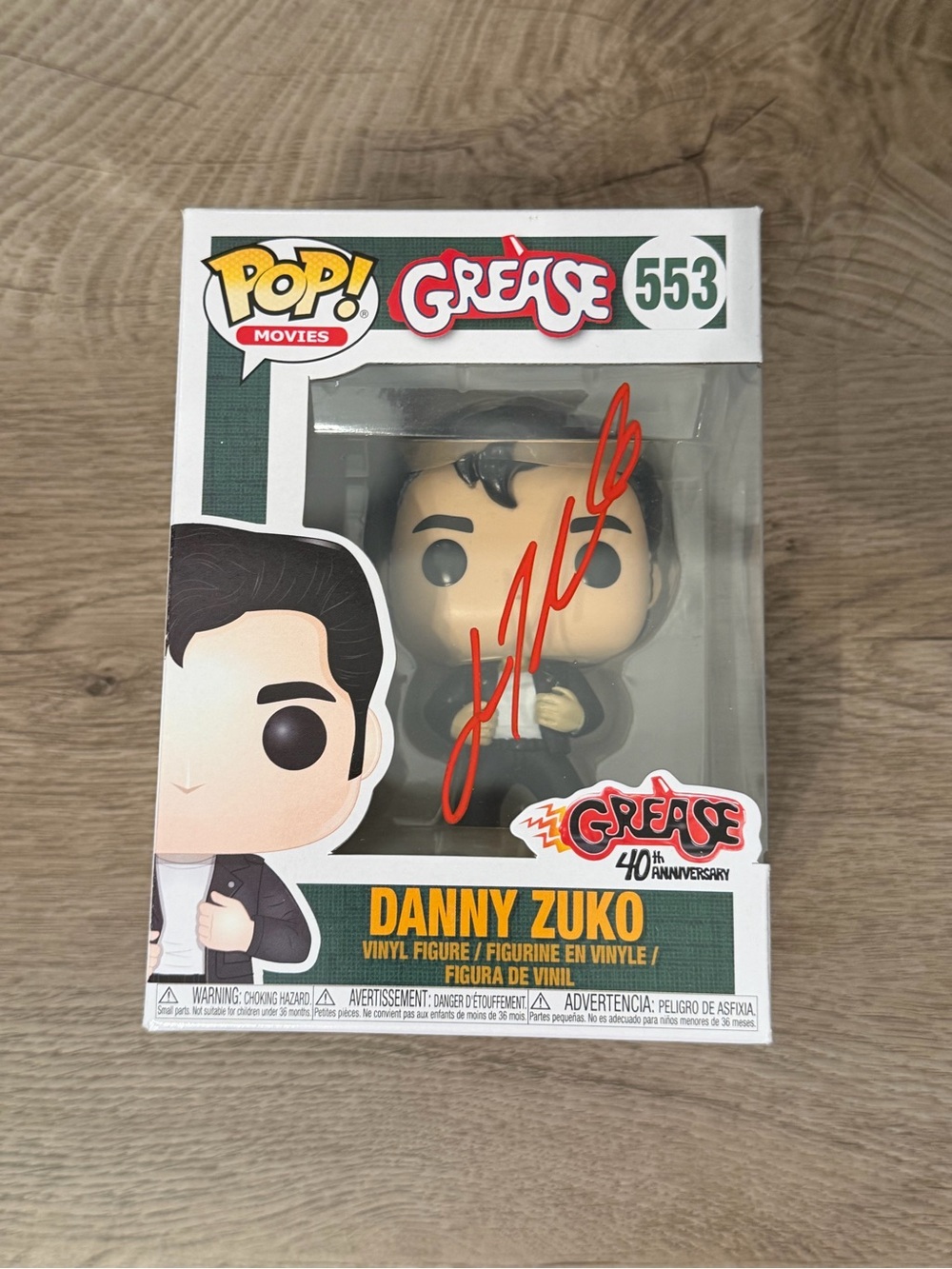 John Travolta Signed Grease Danny Zuko Funko Pop #553 JSA COA- MINT
